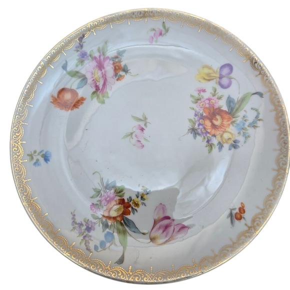Other - ZS & Co Antique Gold Trim Bavaria Floral Scherzer Luncheon Plate 9"